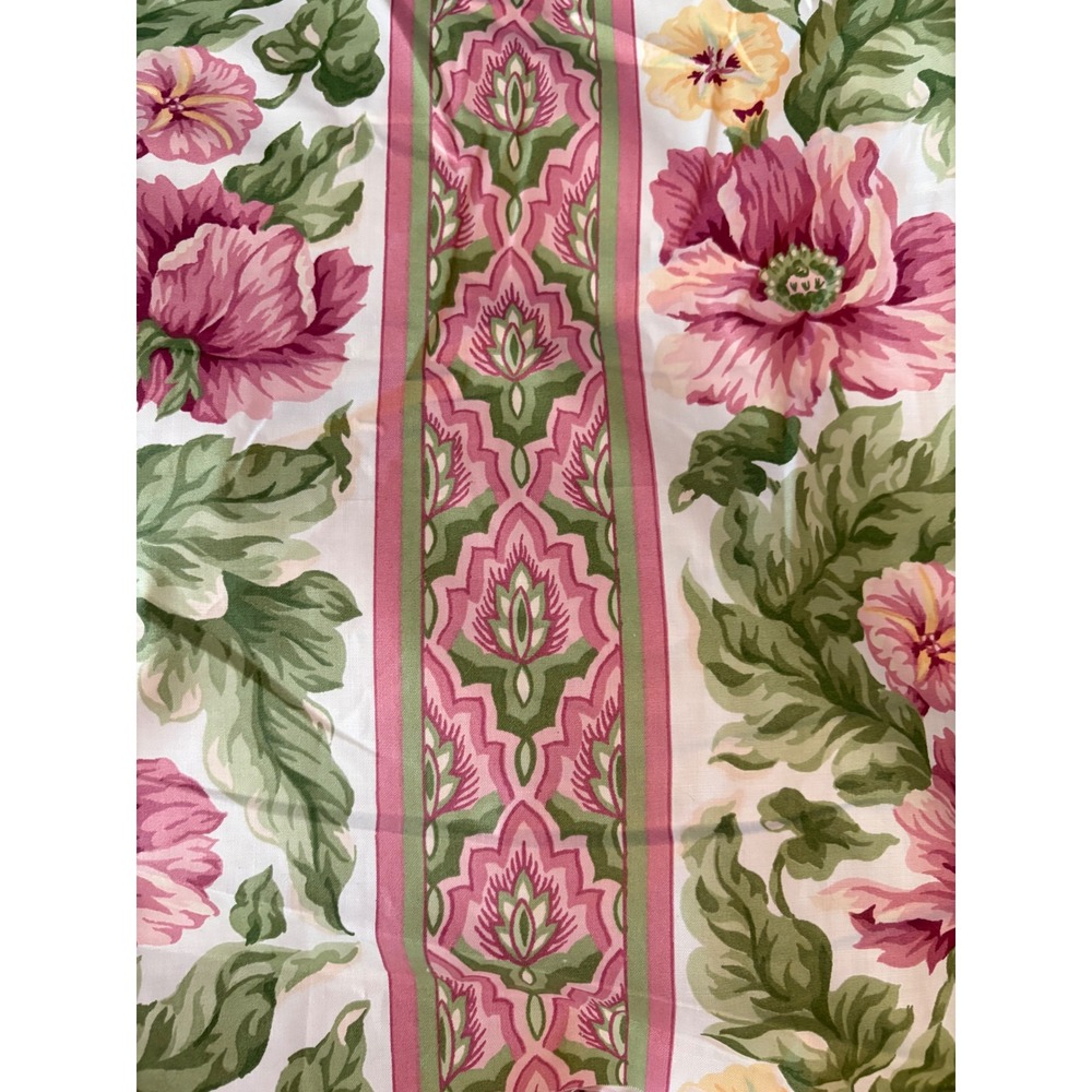 Vintage Waverly Village Square Schumacher Cotton Fabric Floral Pink Green